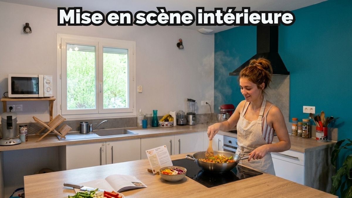 Cuisine ouverte aménagée avec îlot central