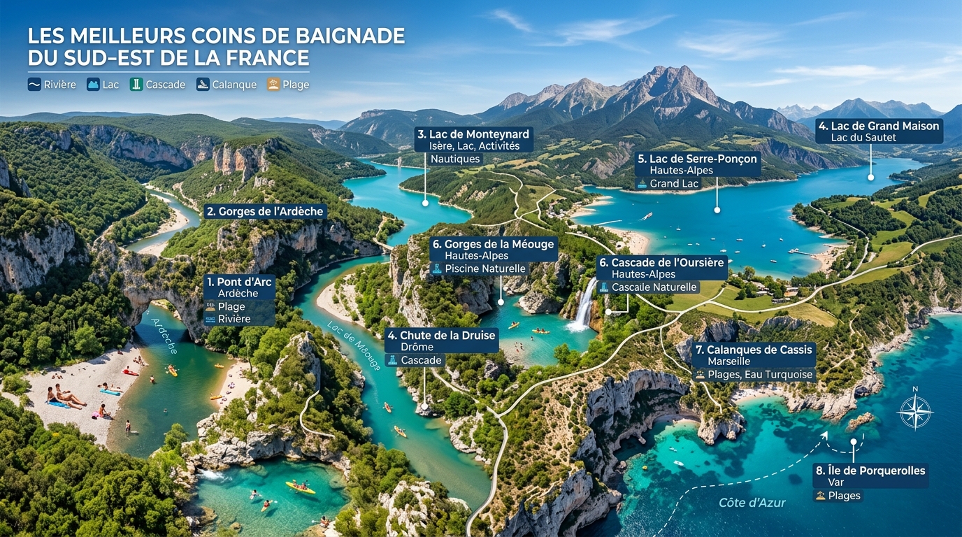 Les meilleurs spots de baignade par zone