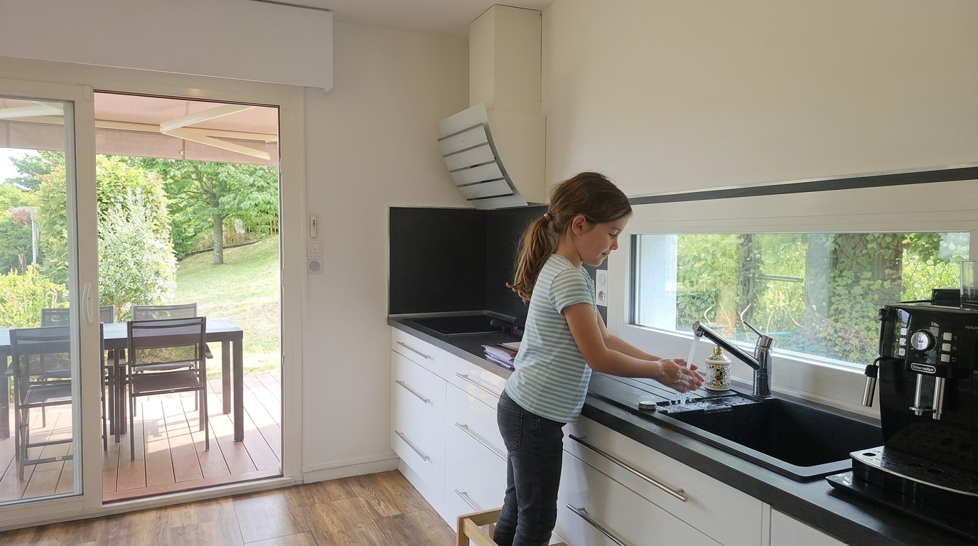 Une cuisine avec accès direct au jardin Une cuisine avec accès direct au jardin